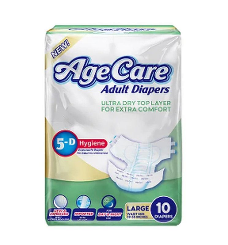 Age Care Ultra-Dry Adult Diaper Medium, 10 Pieces
