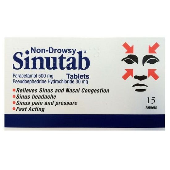 Sinutab Non-Drowsy Tablets, 15 Count