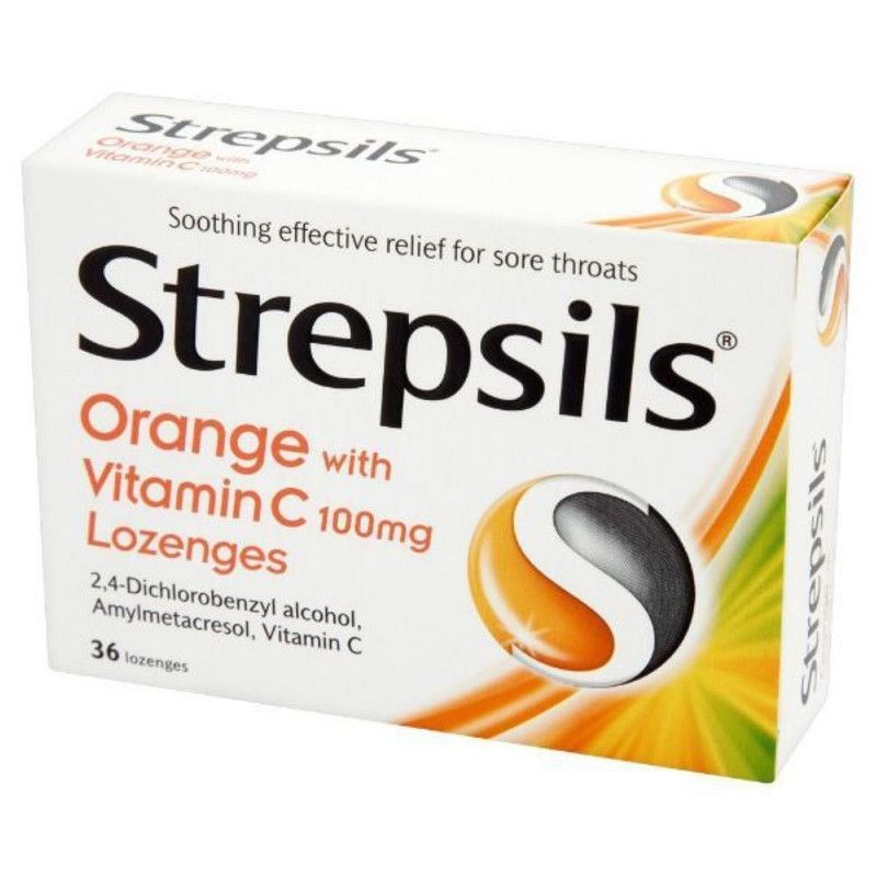 Strepsils Orange With Vitamin C 100Mg Lozenges 36'S