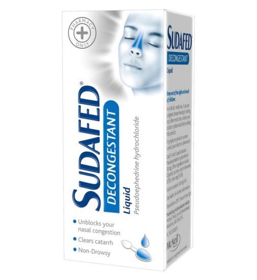 Sudafed Non-Drowsy Decongestant Liquid, 100ml