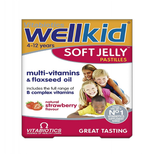 Vitabiotics Welkid strawberry-flavored pastille chewable #30 0 WELLKID SOFT JELLY PASTILLES (STRAWBERRY) #30